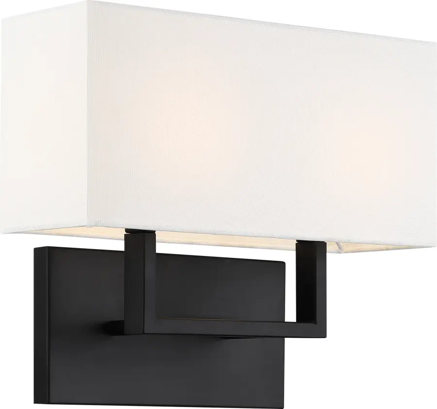 Tribeca 2-Light Vanity Sconce in Aged Bronze with White Linen Shade - Image 3