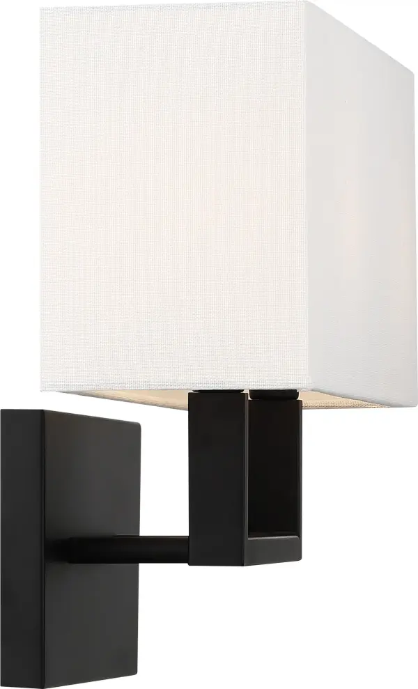Tribeca 2-Light Vanity Sconce in Aged Bronze with White Linen Shade - Image 4