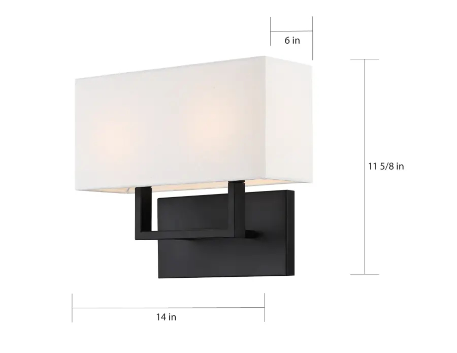 Tribeca 2-Light Vanity Sconce in Aged Bronze with White Linen Shade - Image 5