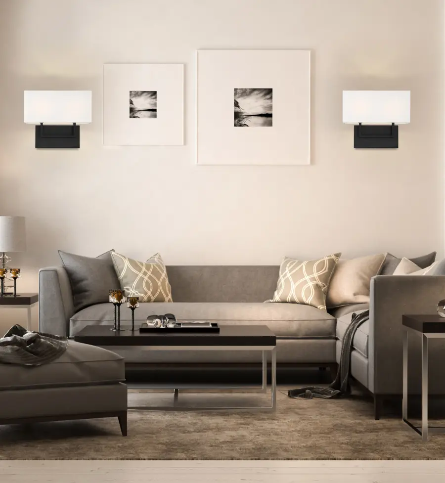 Tribeca 2-Light Vanity Sconce in Aged Bronze with White Linen Shade - Image 6