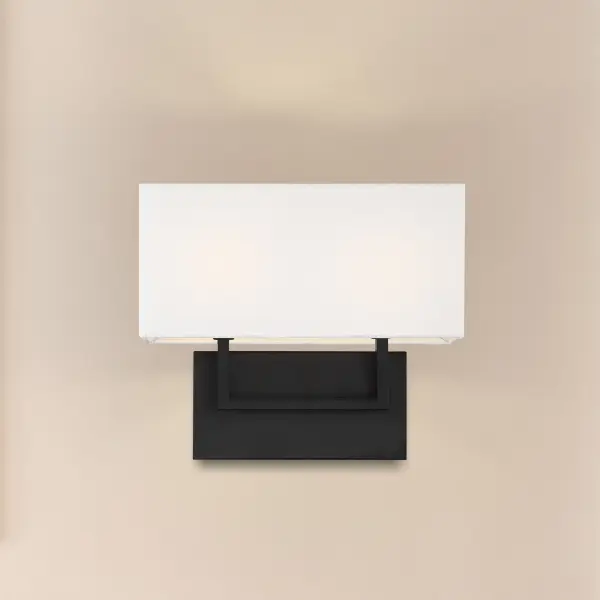 Tribeca 2-Light Vanity Sconce in Aged Bronze with White Linen Shade - Image 7