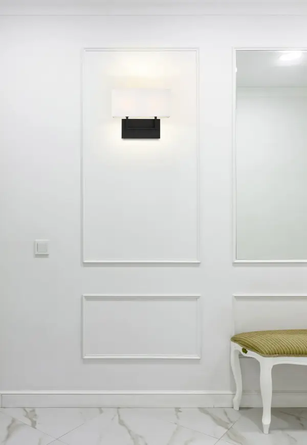 Tribeca 2-Light Vanity Sconce in Aged Bronze with White Linen Shade - Image 10