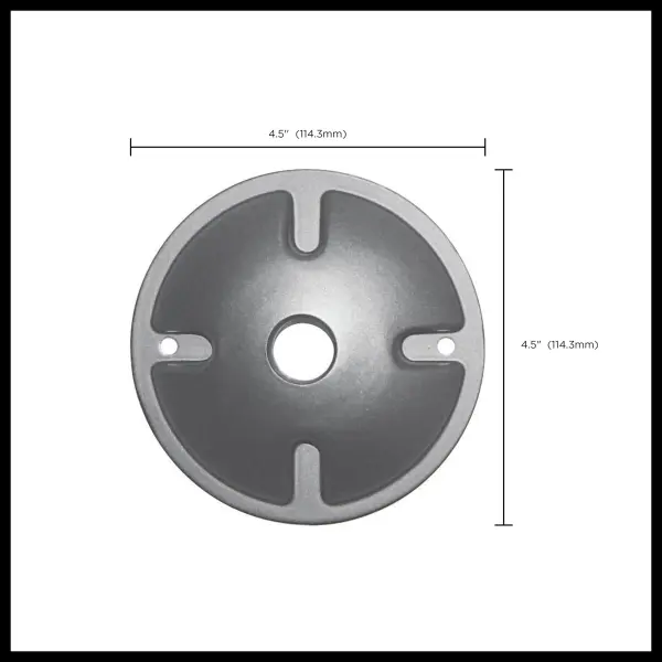 Durable die cast metal mounting plate in light gray finish provides a secure foundation for pendant light installations. Professional-grade hardware component designed for reliable performance. - alternate view