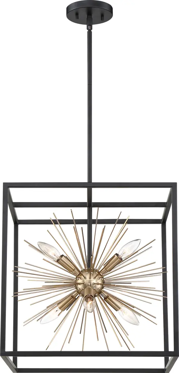 Spirefly 6-Light Pendant in Matte Black and Burnished Brass - Image 3