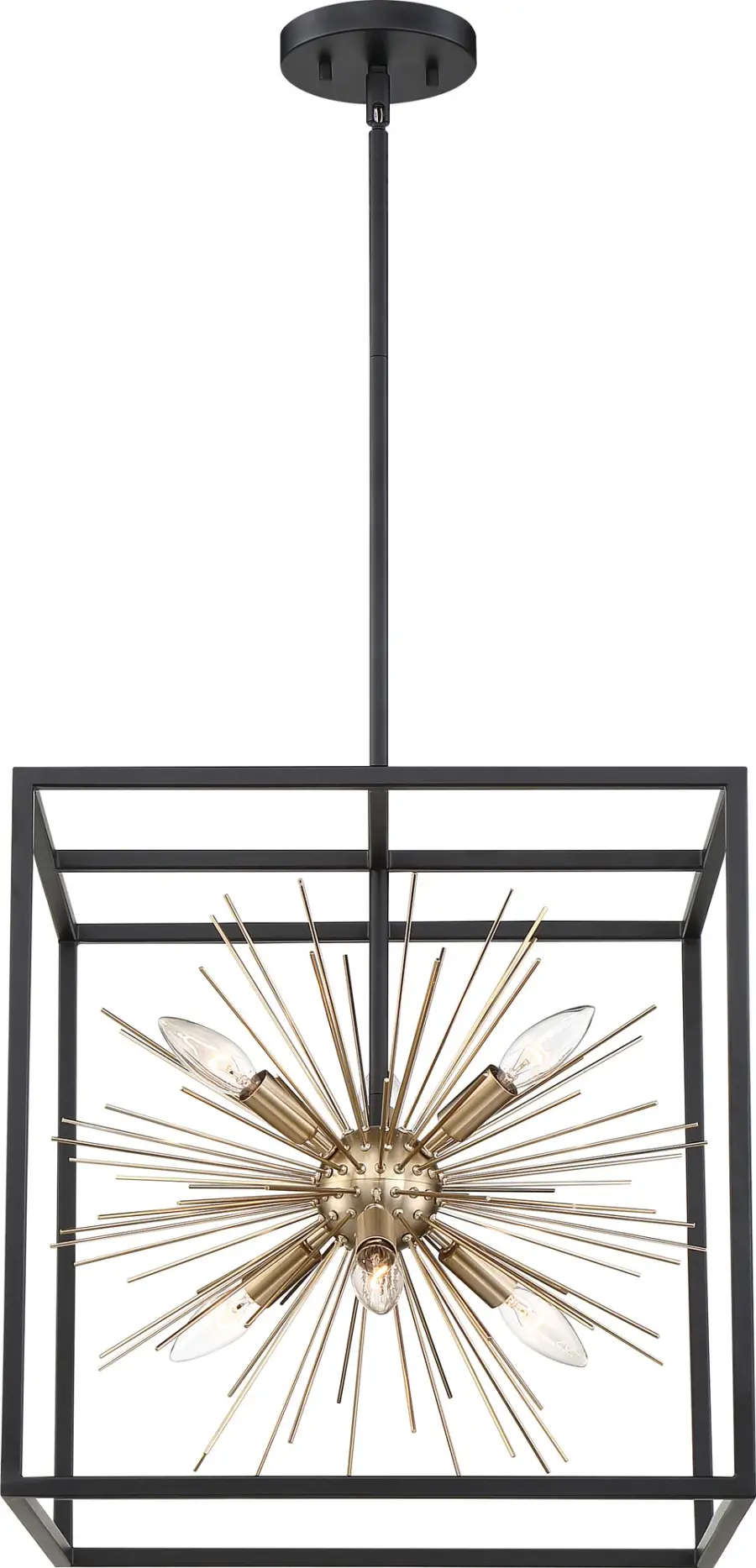 Spirefly 6-Light Pendant in Matte Black and Burnished Brass - Image 3