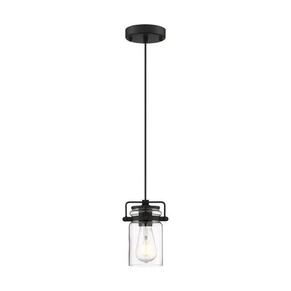 Antebellum Mini Pendant - Matte Black with Clear Glass - Image 1