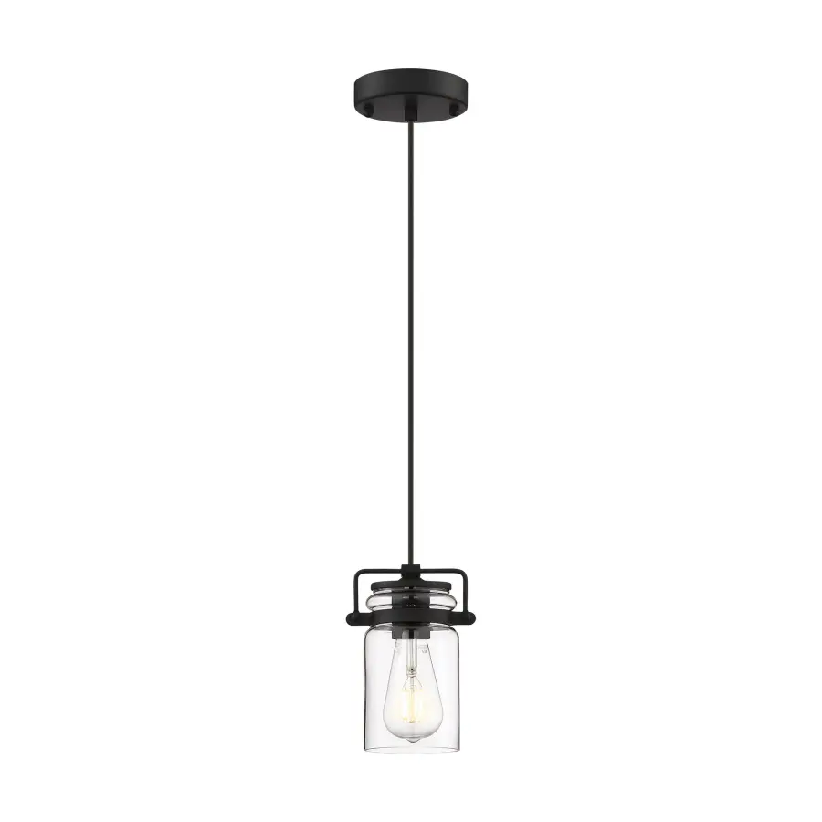 Antebellum Mini Pendant - Matte Black with Clear Glass - Image 1