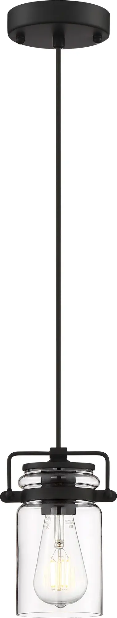 Antebellum Mini Pendant - Matte Black with Clear Glass - Image 2