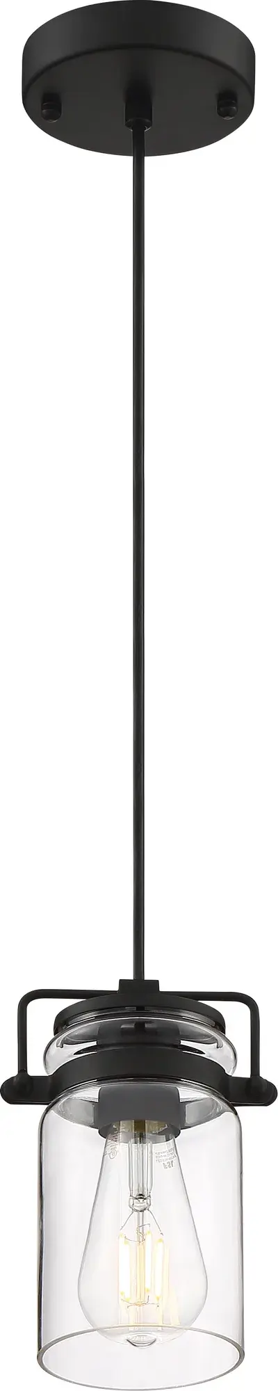 Antebellum Mini Pendant - Matte Black with Clear Glass - Image 3