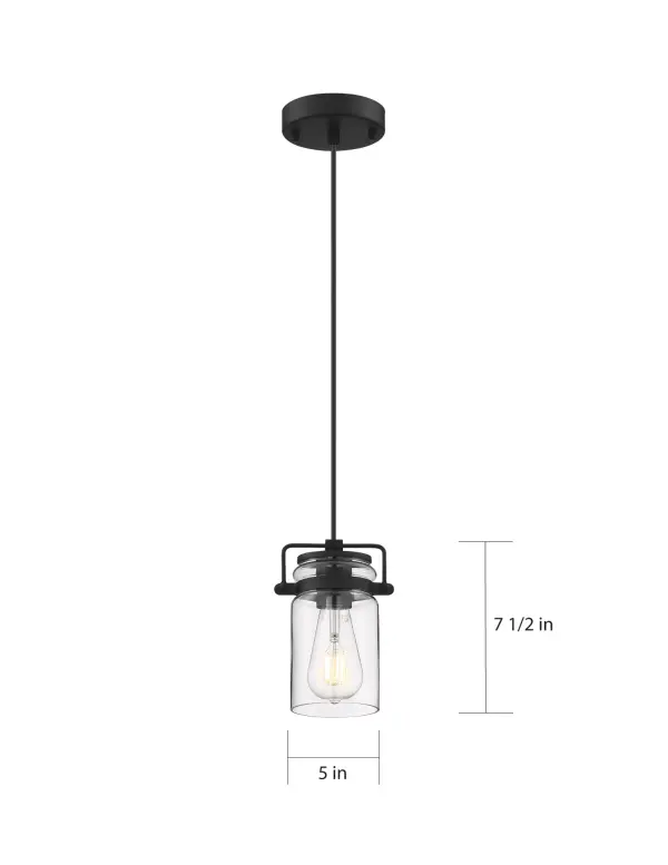 Antebellum Mini Pendant - Matte Black with Clear Glass - Image 8