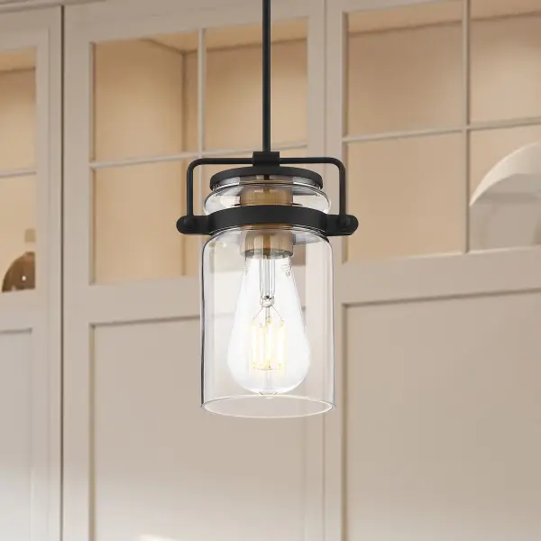 Antebellum Mini Pendant - Black and Aged Gold with Clear Glass - Image 9