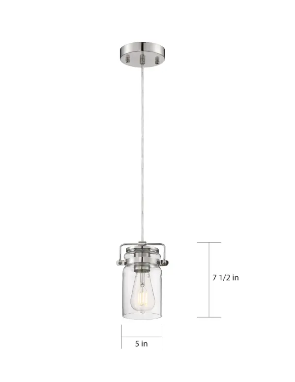 Antebellum Mini Pendant - Polished Nickel with Clear Glass - Image 5