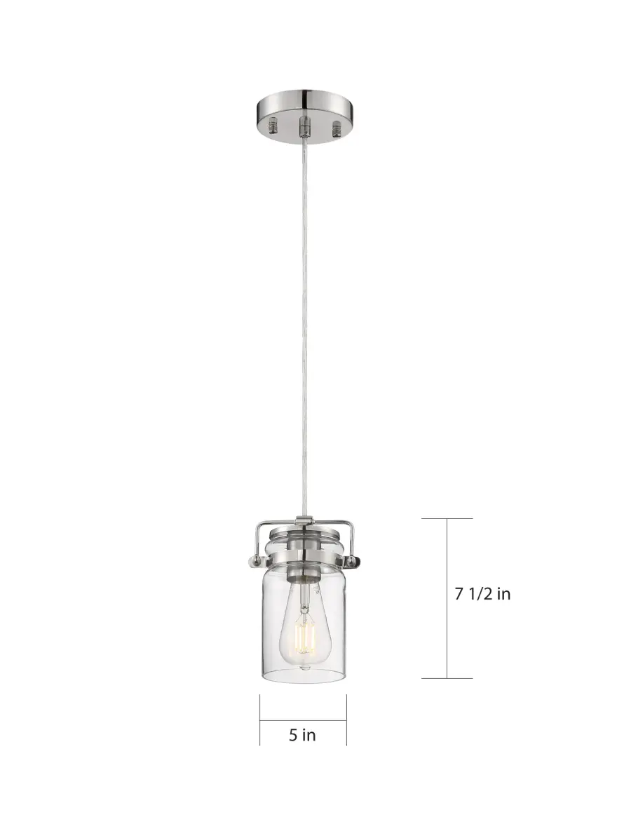 Antebellum Mini Pendant - Polished Nickel with Clear Glass - Image 5