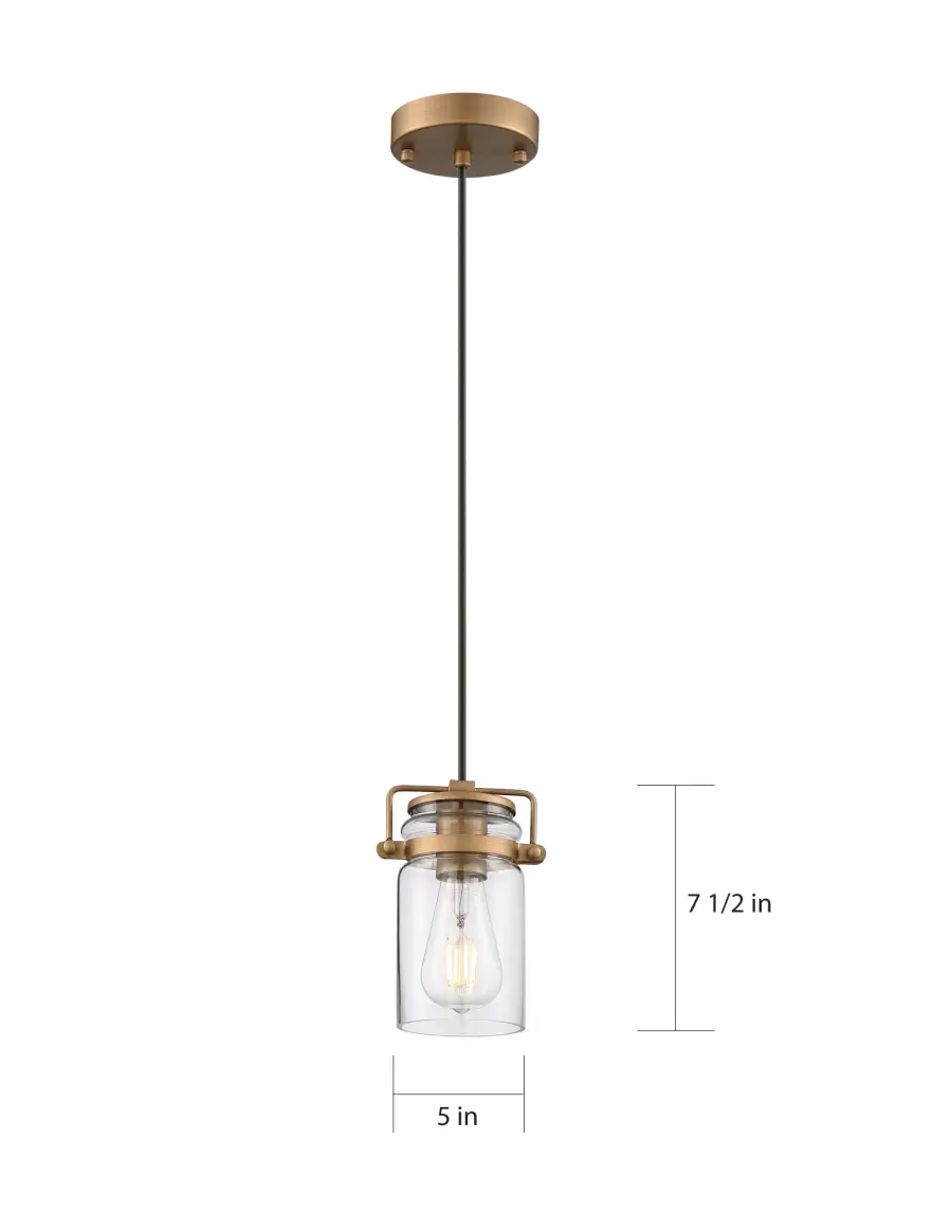 Antebellum Mini Pendant - Vintage Brass with Clear Glass - Image 5