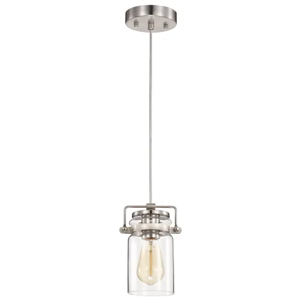 Antebellum Mini Pendant - Brushed Nickel with Clear Glass - Image 1