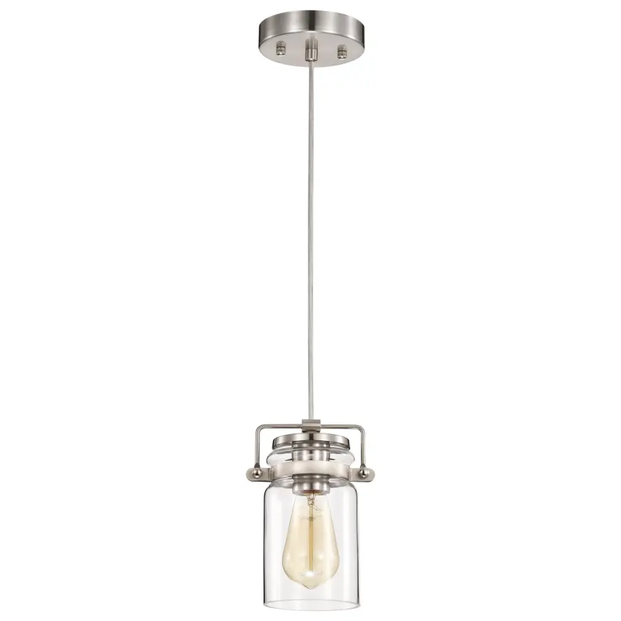 Antebellum Mini Pendant - Brushed Nickel with Clear Glass - Image 1