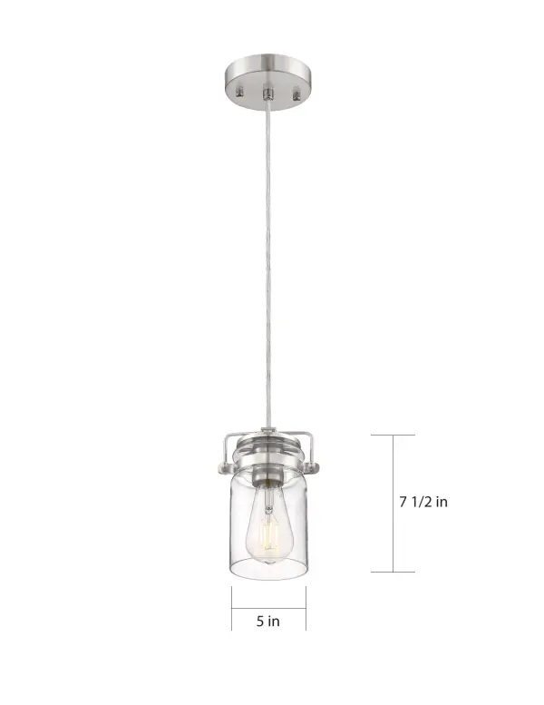 Antebellum Mini Pendant - Brushed Nickel with Clear Glass - Image 2