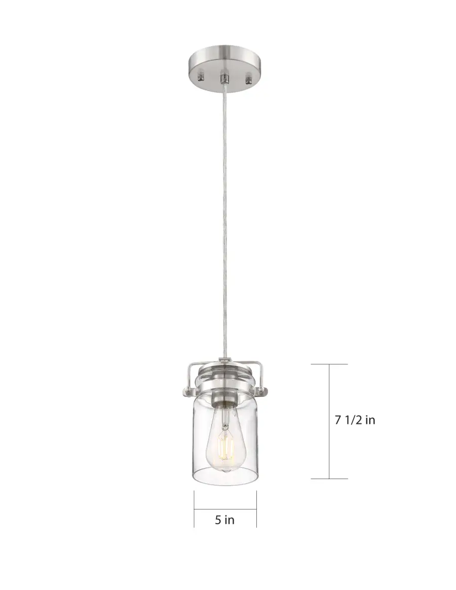 Antebellum Mini Pendant - Brushed Nickel with Clear Glass - Image 2