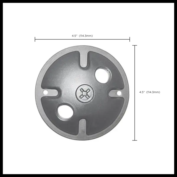 Durable die cast metal mounting plate designed for secure installation of 2-light fixtures. Light gray finish provides a neutral backdrop that blends with most ceiling colors. - alternate view