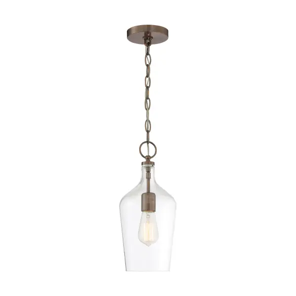 Hartley Single Light Pendant in Antique Copper with Clear Glass - Image 1
