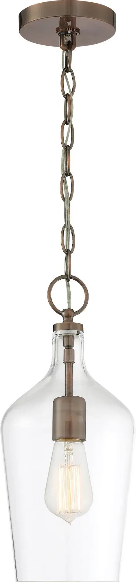 Hartley Single Light Pendant in Antique Copper with Clear Glass - Image 2