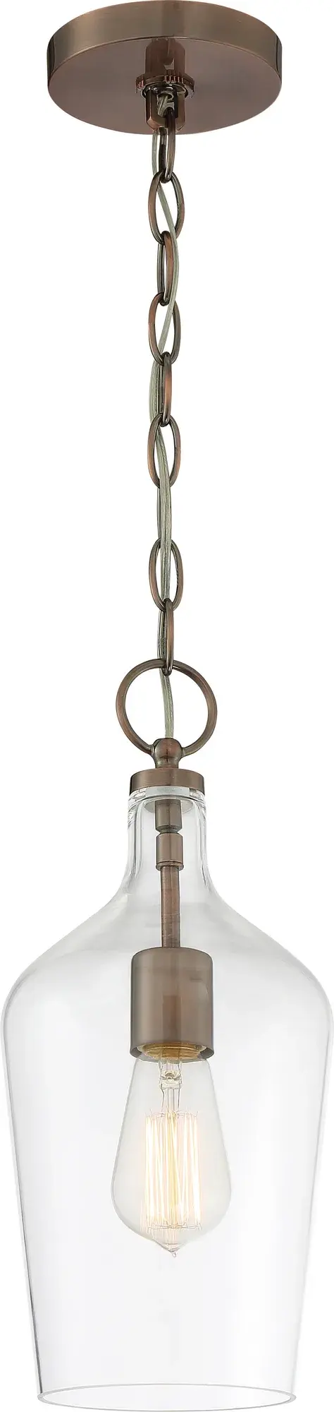 Hartley Single Light Pendant in Antique Copper with Clear Glass - Image 3