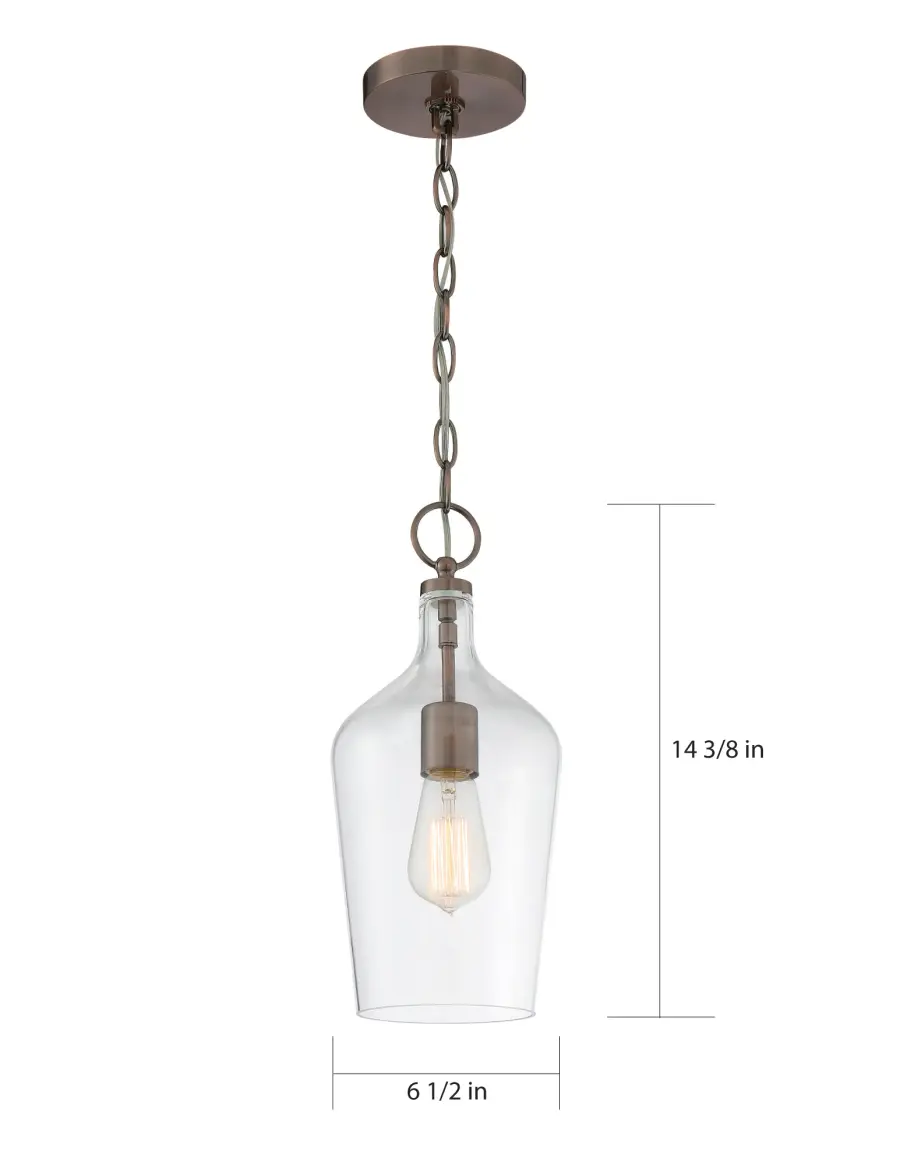 Hartley Single Light Pendant in Antique Copper with Clear Glass - Image 6