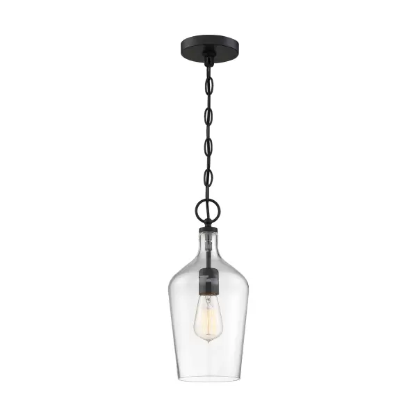 Hartley Single Light Pendant in Matte Black with Clear Glass - Image 1