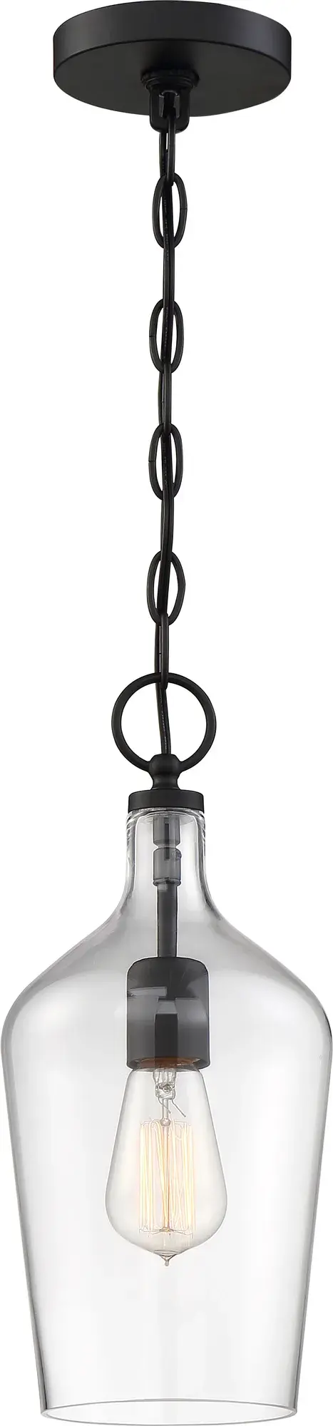 Hartley Single Light Pendant in Matte Black with Clear Glass - Image 2