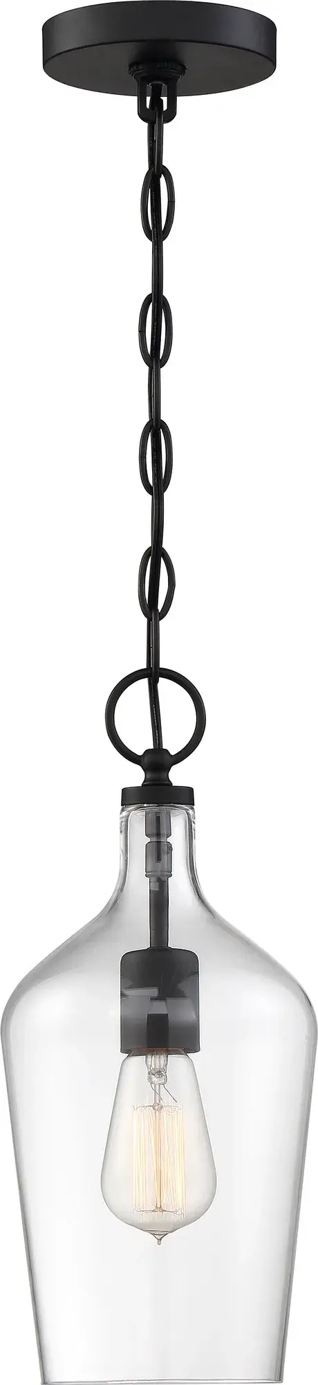 Hartley Single Light Pendant in Matte Black with Clear Glass - Image 3