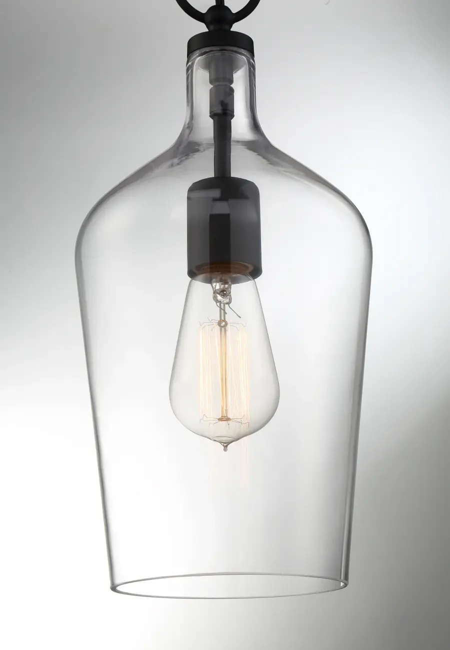 Hartley Single Light Pendant in Matte Black with Clear Glass - Image 4