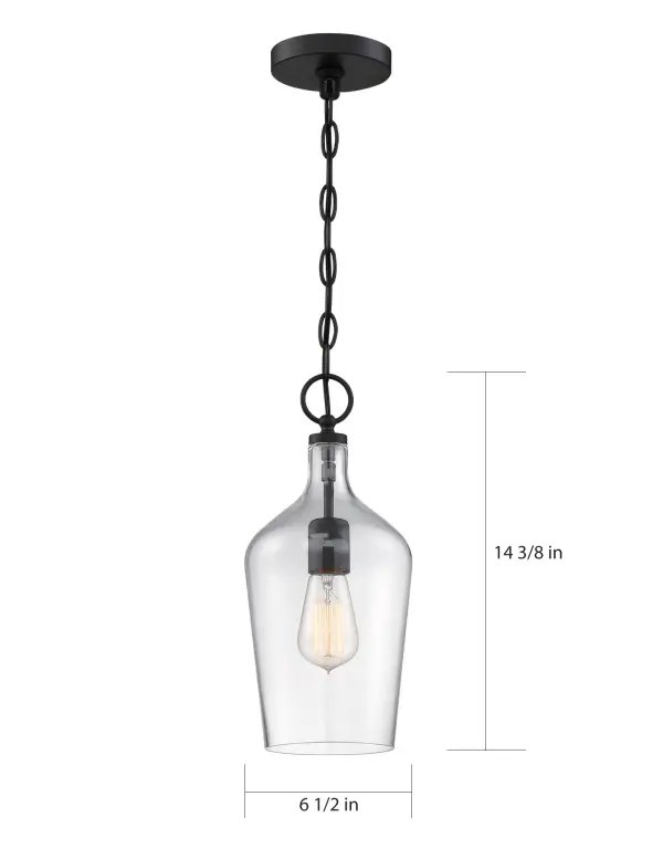 Hartley Single Light Pendant in Matte Black with Clear Glass - Image 5
