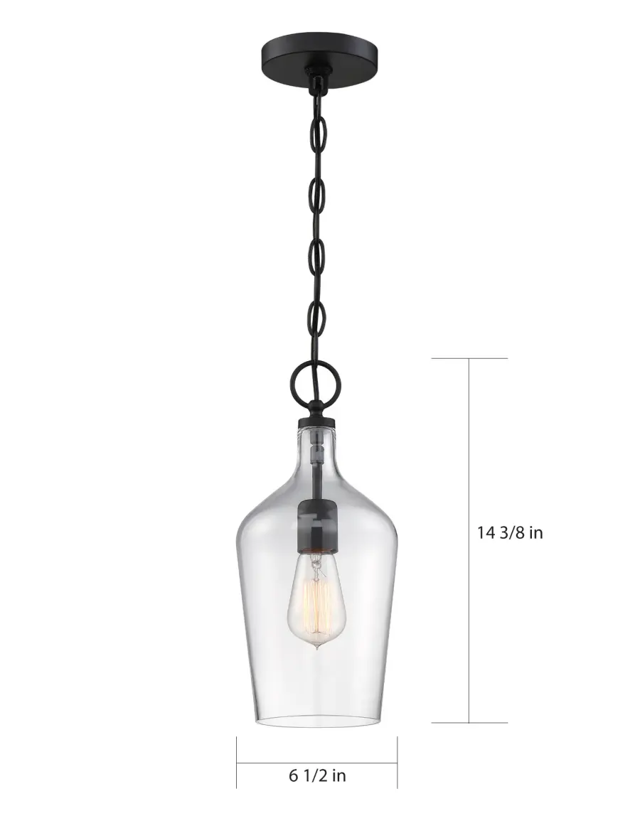 Hartley Single Light Pendant in Matte Black with Clear Glass - Image 5