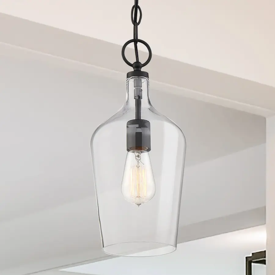 Hartley Single Light Pendant in Matte Black with Clear Glass - Image 7