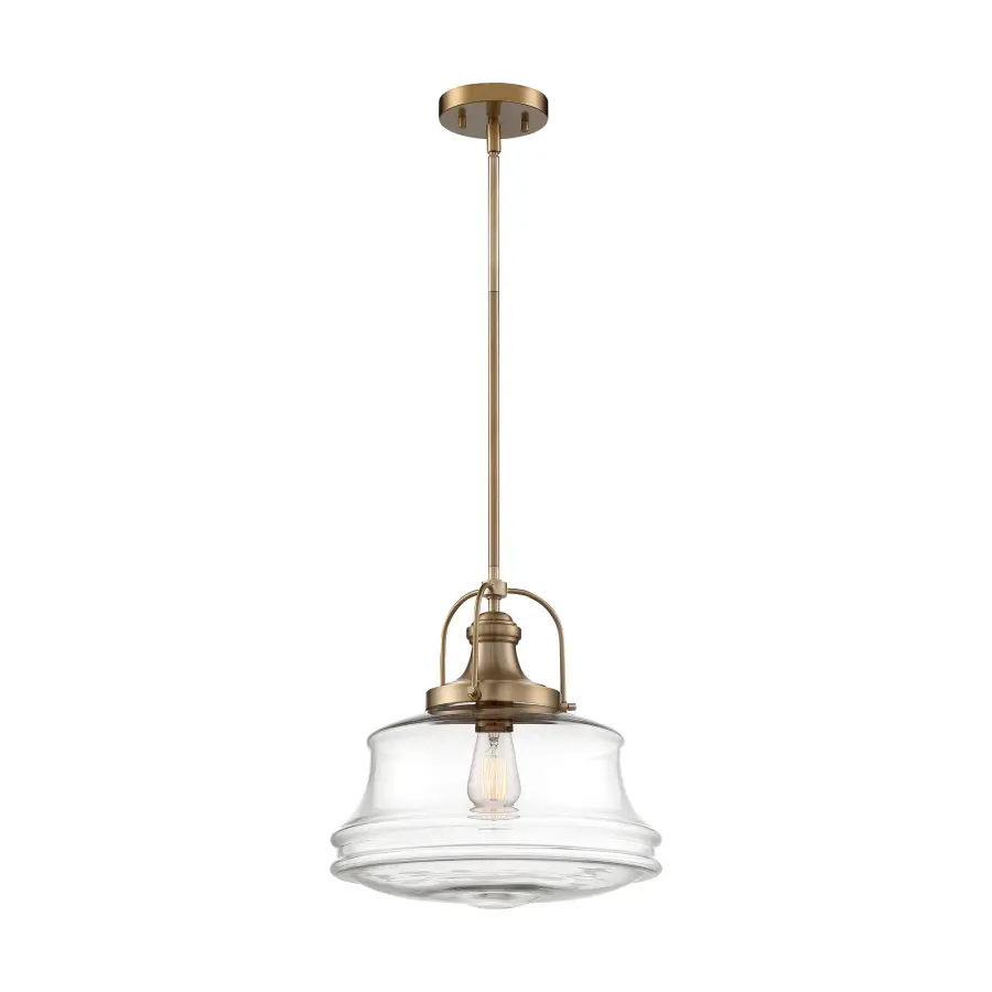 Basel 1-Light Pendant in Burnished Brass with Clear Glass - Image 1