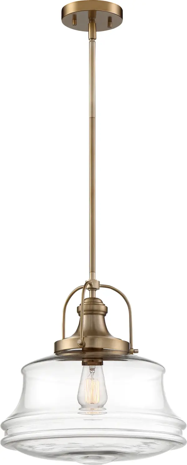 Basel 1-Light Pendant in Burnished Brass with Clear Glass - Image 2