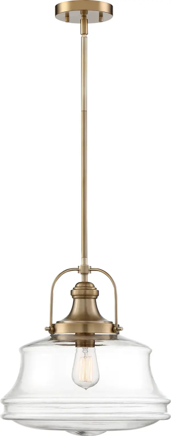Basel 1-Light Pendant in Burnished Brass with Clear Glass - Image 3