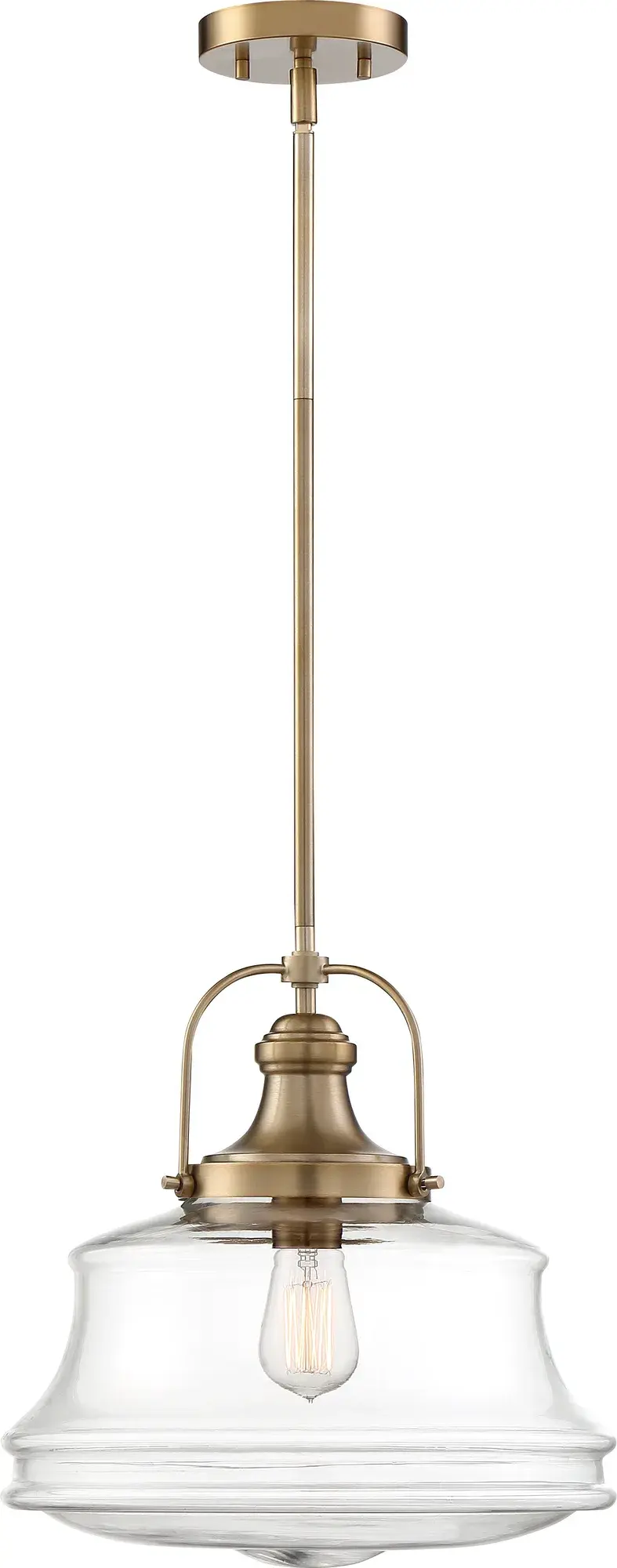 Basel 1-Light Pendant in Burnished Brass with Clear Glass - Image 3