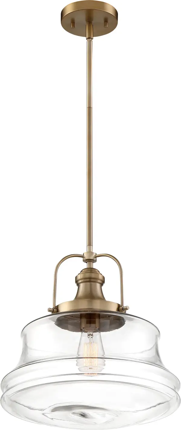 Basel 1-Light Pendant in Burnished Brass with Clear Glass - Image 4