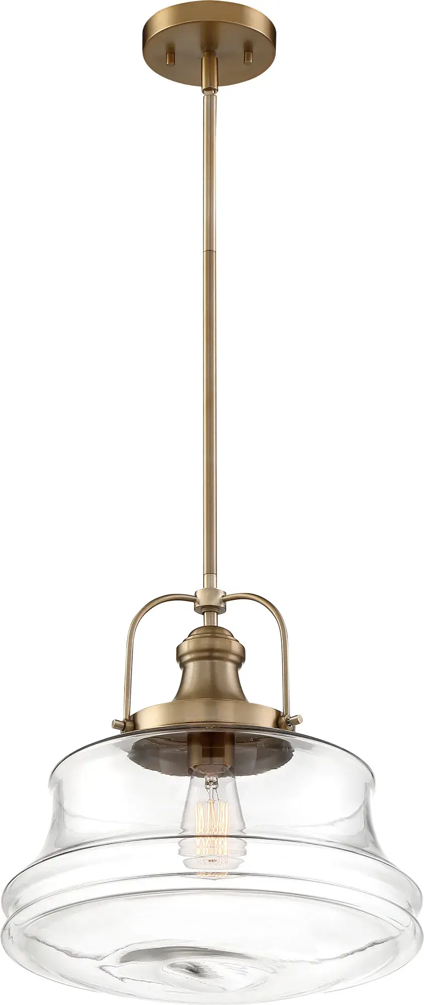 Basel 1-Light Pendant in Burnished Brass with Clear Glass - Image 4