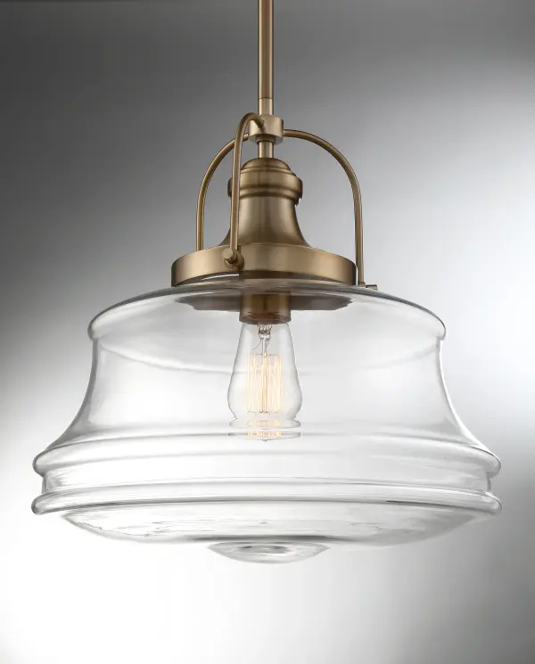 Basel 1-Light Pendant in Burnished Brass with Clear Glass - Image 5