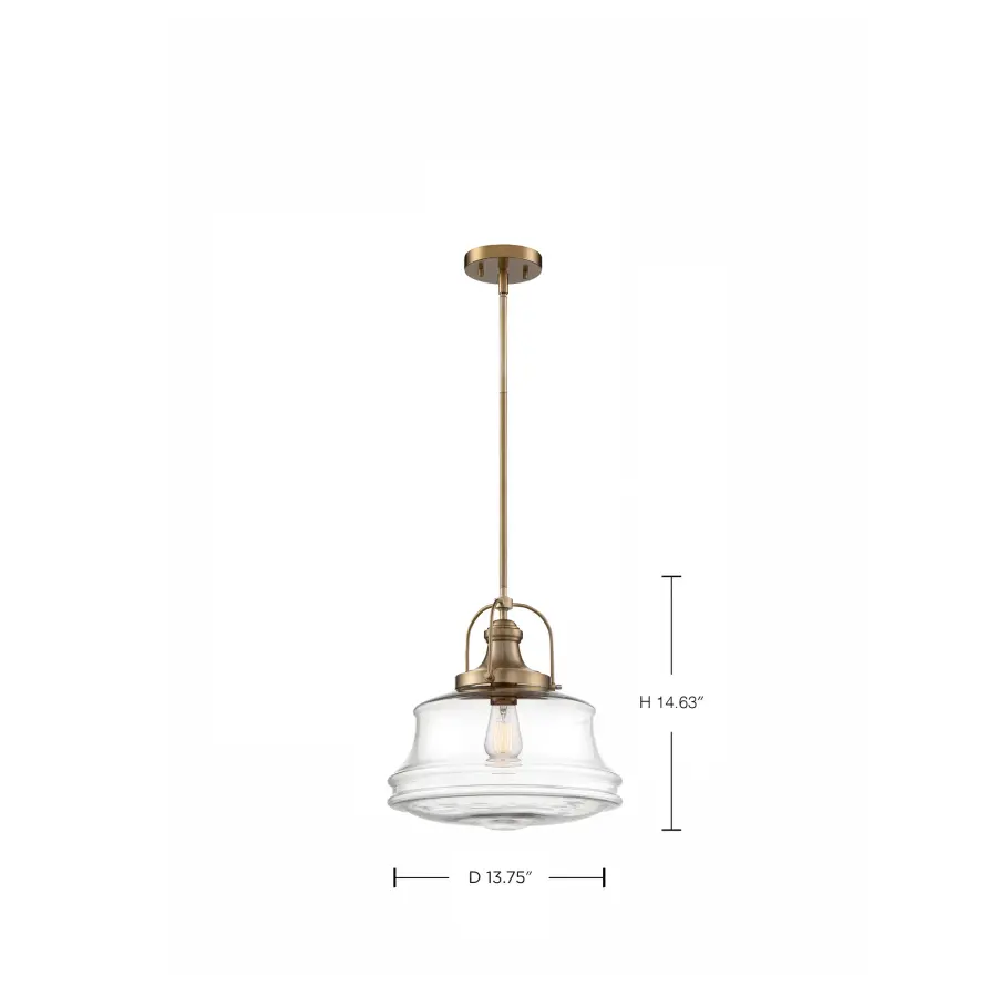 Basel 1-Light Pendant in Burnished Brass with Clear Glass - Image 7