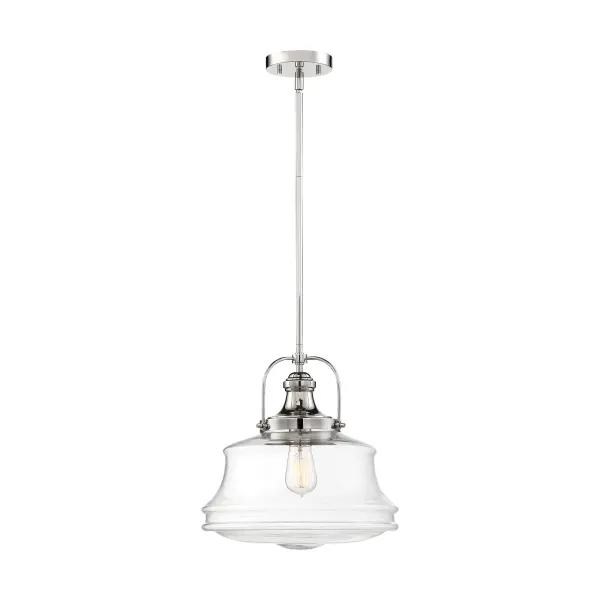 Basel Polished Nickel Clear Glass Pendant Light - Image 1