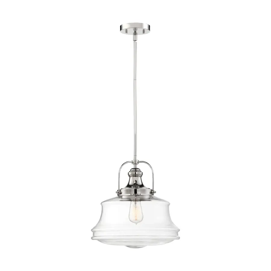 Basel Polished Nickel Clear Glass Pendant Light - Image 1
