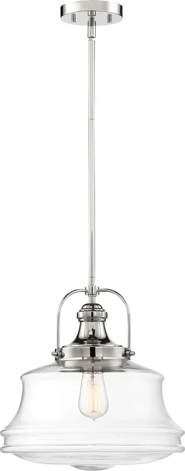 Basel Polished Nickel Clear Glass Pendant Light - Image 2