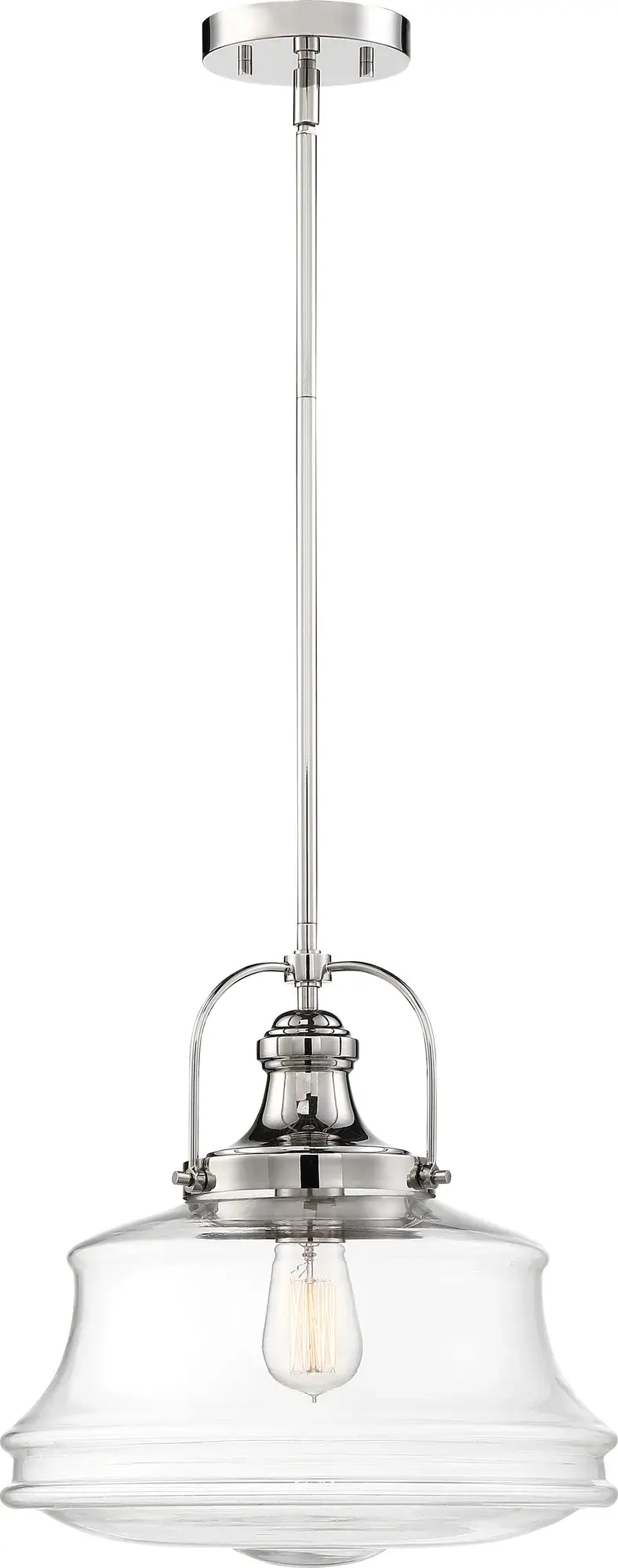 Basel Polished Nickel Clear Glass Pendant Light - Image 2