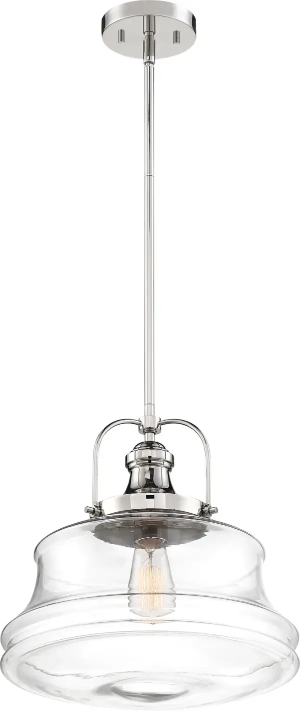 Basel Polished Nickel Clear Glass Pendant Light - Image 3