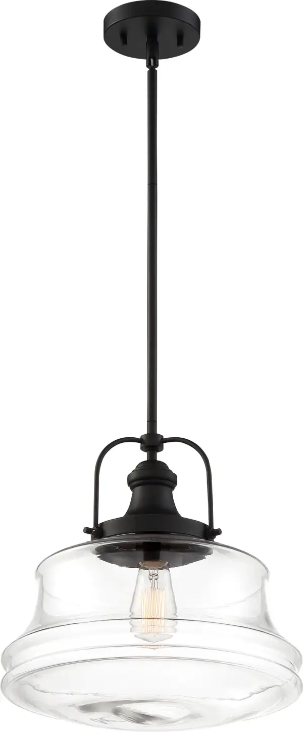 Basel Single Light Pendant in Aged Bronze with Clear Glass - Image 2