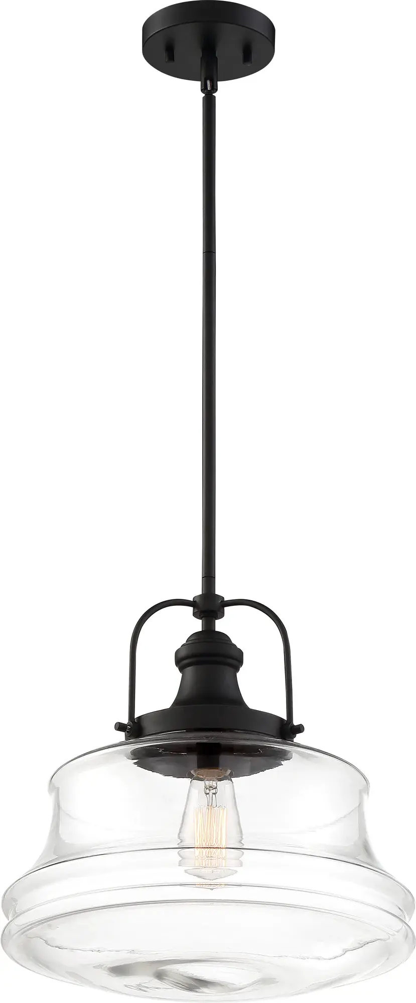 Basel Single Light Pendant in Aged Bronze with Clear Glass - Image 2