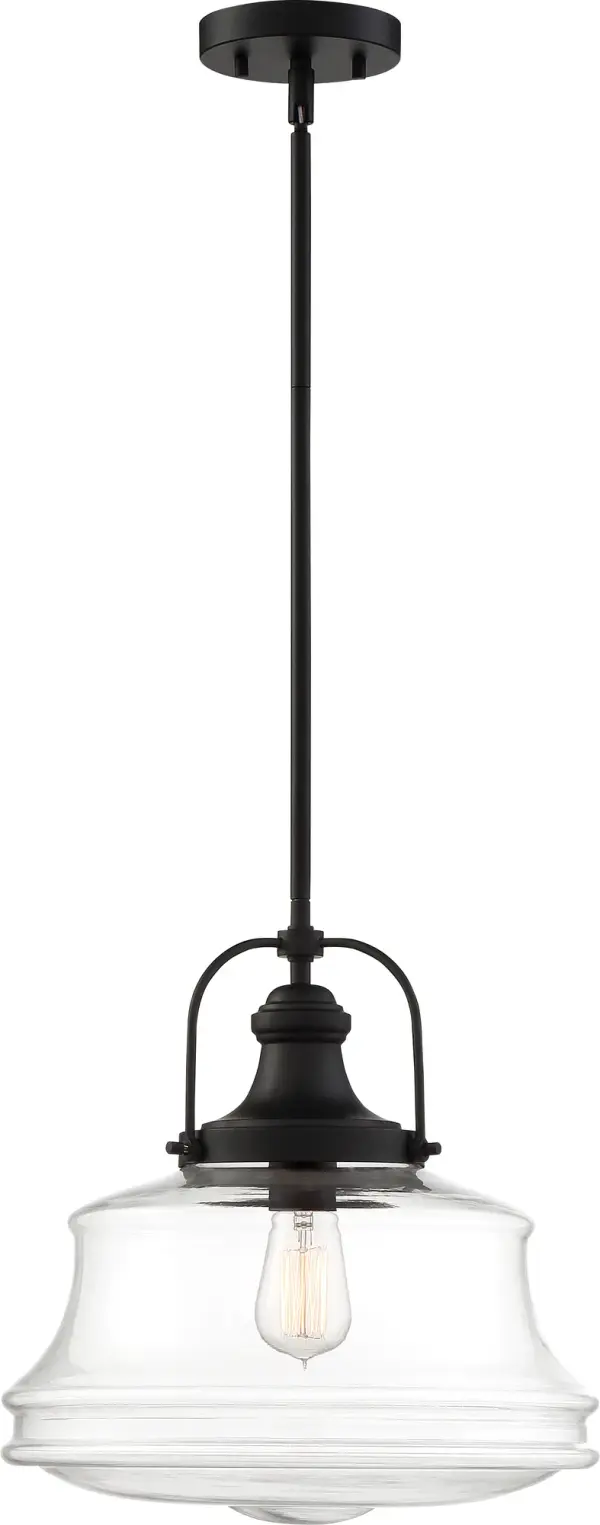 Basel Single Light Pendant in Aged Bronze with Clear Glass - Image 3